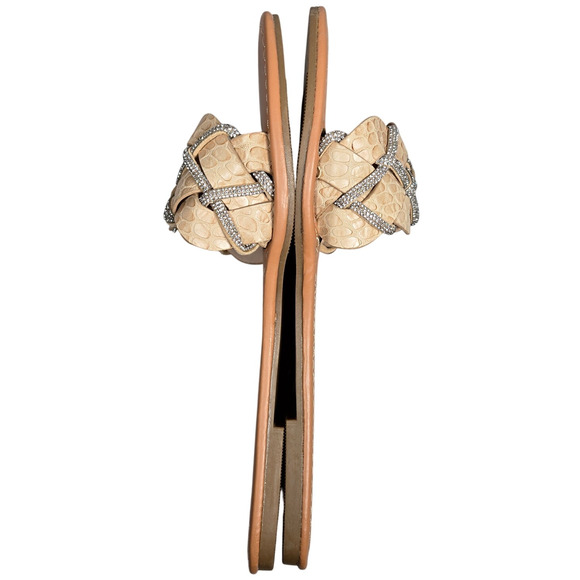 Yoki Alabama Women's Braided Rhinestone Flat Sandals‎ in Beige 9 NIB - Picture 4 of 8